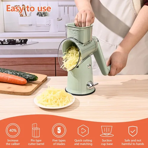 Miniatura 5 de Rallador de queso con encimera de manivela para cocina, rallador con mango para rotación de cocina, cortador de verduras, molinillo de frutos secos
