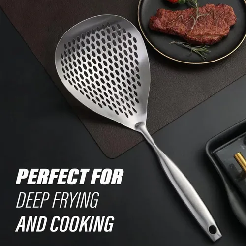 Miniatura 6 de KAYCROWN Cucharón Espumador con Ranuras, Cucharón Espumador de Acero Inoxidable 304, Colador de Araña para Cocinar y Freír, Colador de Pasta