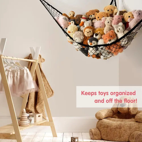 Miniatura 4 de Hamaca de almacenamiento de animales de peluche en la esquina – Hamaca grande de juguete para decoración de habitaciones de animales de peluche