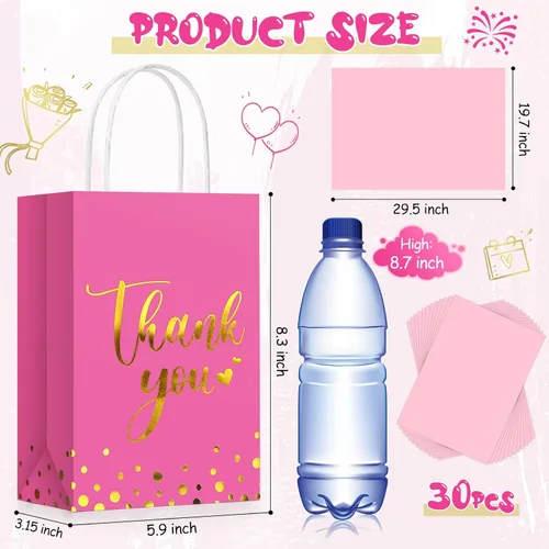Miniatura 2 de Tinlade 30 bolsas de regalo de agradecimiento con papel de seda dorado con asa para graduación, negocios, compras, boda, ducha, regalos de fiesta