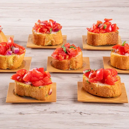 Miniatura 3 de Restaurantware -Vajilla de bambú desechable de 3 pulgadas, 100 platos rectangulares de bambú - Sangría redonda de primera calidad, platos de bambú