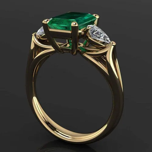 Miniatura 5 de Koguxuix Joyería de moda elegante para mujer, chapado en oro de 18 quilates, corte cuadrado, piedra natal de piedra natal de boda, anillos de novia