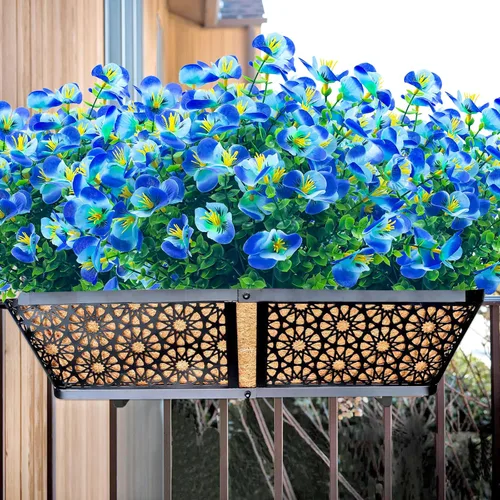 Miniatura 2 de 8 paquetes de flores artificiales para exteriores, resistentes a los rayos UV, flores de plástico sintético para exteriores, patio, jardín, porche