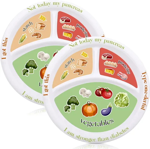 Eaasty Placa de control de porciones para diabéticos, platos divididos para adultos con proteínas, carbohidratos y verduras, plato de dieta, platos