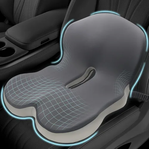 Miniatura 13 de Cojín de asiento de espuma viscoelástica para ciática y alivio del dolor de espalda, almohadilla ergonómica para silla con correa ajustable y funda