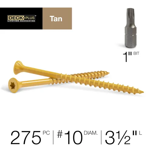 Miniatura 4 de Deck Plus Tornillos para Madera Exterior y Cercas con Revestimiento Epoxi de 3-1/2 Pulgadas #10 x 3-1/2" Torx/Star Drive Incluido Rosca Gruesa