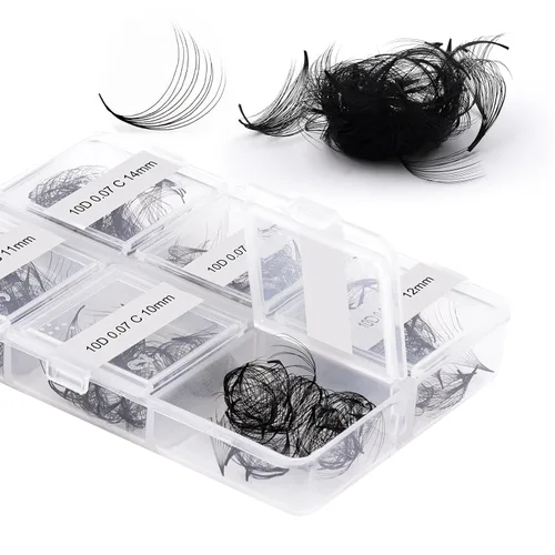 Miniatura 180 de Extensiones de Pestañas Rizo D 0.59-0.79 pulgadas Bandeja Mixta Seda Extensiones de Pestañas Clásicas Suministros Extensiones de Pestañas