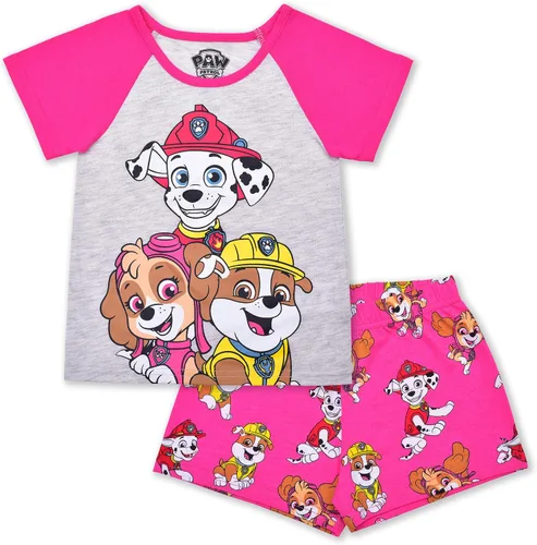 Nickelodeon Paw Patrol - Conjunto de camisa de manga corta y pantalones cortos para niñas y niños pequeños, color rosagris