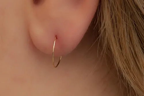 Miniatura 116 de Aretes de aro de oro de plata – Aretes de aro para mujer, dos piezas de aros de plata fina rellenos de oro, aro de hélice, anillo de tragus, aro