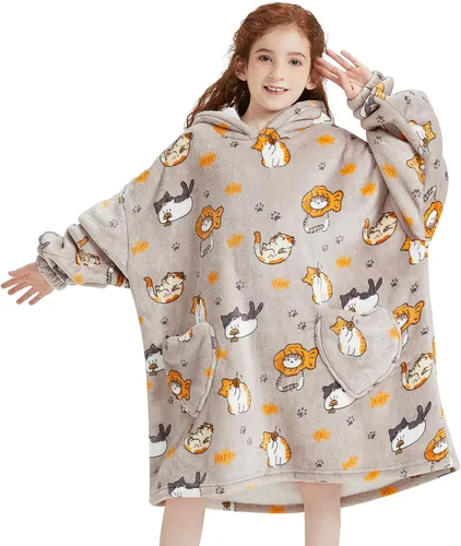 Miniatura 17 de Mewkou Manta con Capucha Portátil para Niños Sudadera con Capucha de Sherpa Extra Grande para Niños, Niñas y Niños Pequeños de 2 a 6 años