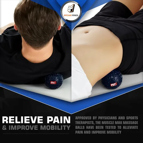 Miniatura 4 de Epitomie Fitness Muscle Max Pelota de Masaje - Pelota de terapia para masaje de puntos gatillo - Masajeador de tejido profundo para liberación Azul