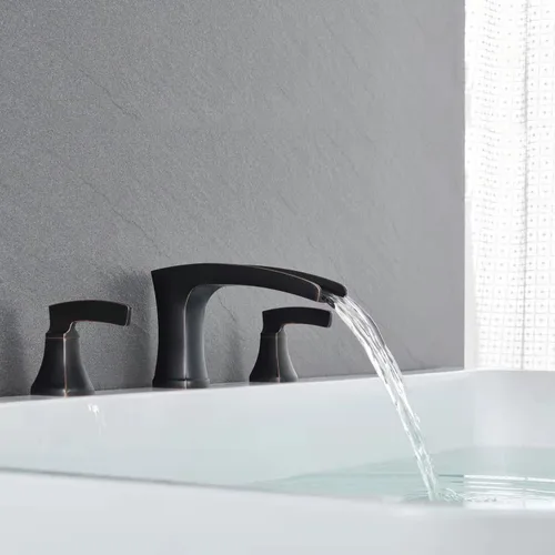 Miniatura 3 de Grifo de bañera romana de bronce frotado con aceite, grifos de baño de latón de 3 agujeros con 2 asas Oil Rubbed Bronze
