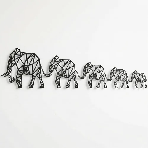 DEKADRON Arte de pared de elefante, familia de elefantes geométricos, silueta de pared 3D, decoración de pared de metal, decoración de oficina,