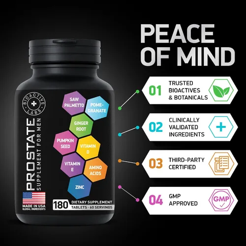 Miniatura 3 de Suplementos para la salud de la próstata - Saw Palmetto para hombres 320 mg, extracto de semilla de calabaza para la salud masculina - 180 tabletas
