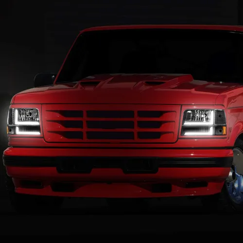 Miniatura 7 de DNA MOTORING Par de faros delanteros de barra de luz LED dual compatibles con 92-96 F150 F250 F350 Bronco, negro/ámbar, HL-LB-F15092-6P-BK-AM