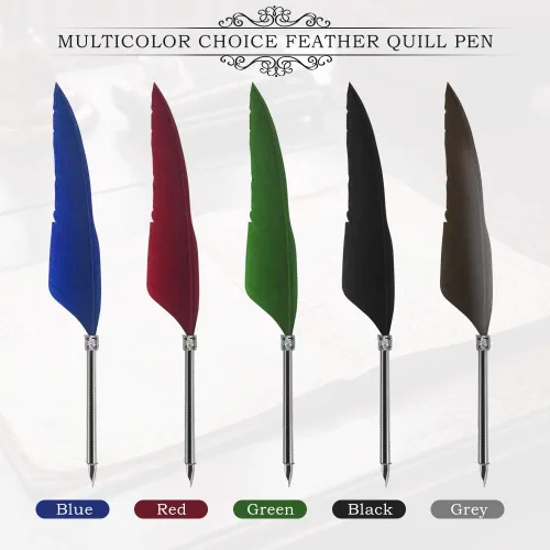 Miniatura 4 de GCCL Juego de Pluma y Tinta, Juego de Plumas de Caligrafía de Pluma Antigua para Mojar, incluye Pluma de Pluma, 5 Plumillas de Repuesto, Base