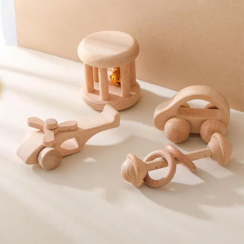 Miniatura 8 de Sonajero de madera para bebé, juguete de sonajero de madera para recién nacido, juguete Montessori de madera natural para bebé, juguete de regalo