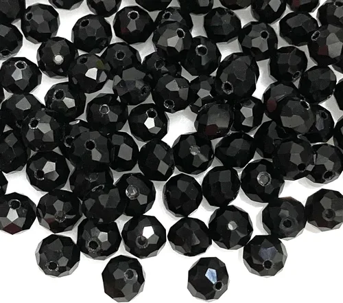 Jmassyang Briolette Rondelle - Cuentas de cristal facetadas de 0.315 in para hacer joyas, pulseras, collares, aretes (negro, 250 unidades)