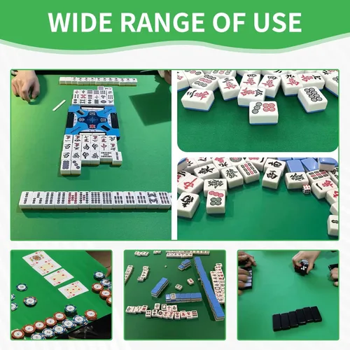 Miniatura 3 de Mahjong Mat, tapete de mesa Mahjong con bolsa de transporte negra, tapete de juego antideslizante de goma y cubierta de mesa reductora de ruido