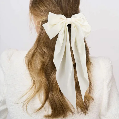 Miniatura 2 de ATODEN Lazos de Cabello de Satén Sedoso 2 Piezas Lazos Grandes para el Cabello para Mujeres Cintas para el Cabello de Cola Larga Extragrandes Lazo