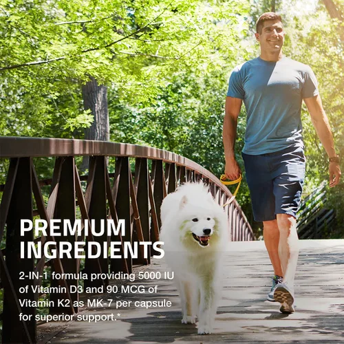 Miniatura 4 de Bronson Vitamina K2 (MK7) con suplemento D3 Fórmula no OGM 5000 UI de vitamina D3 y 90 mcg de K2 MK-7 Fácil de tragar Complejo de vitamina D y K