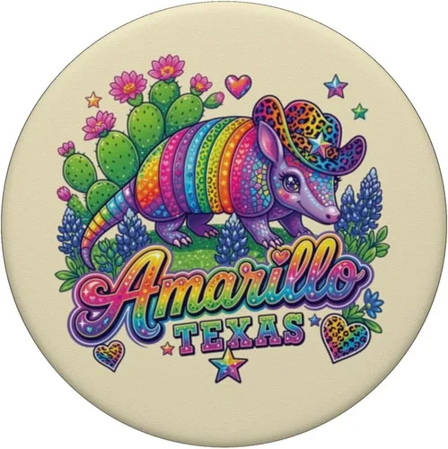 Miniatura 3 de Amarillo Texas Rainbow Armadillo Cowboy 80s Retro Souvenir PopSockets Adhesive PopGrip