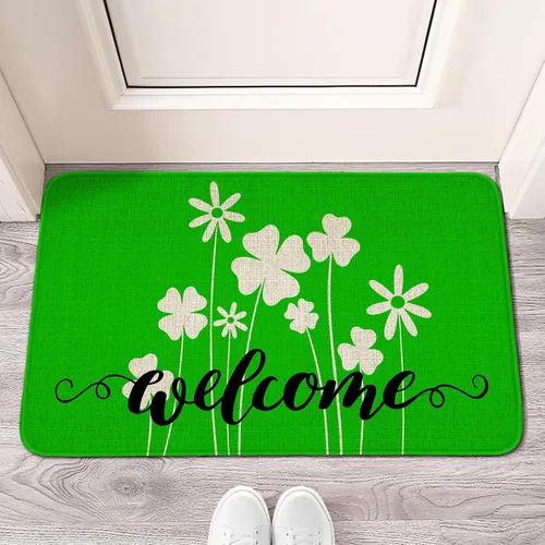 Miniatura 11 de Tapete de bienvenida para puerta de exterior, color verde cactus, 36 x 24 pulgadas, antideslizante, lavable, tapete para puerta de entrada