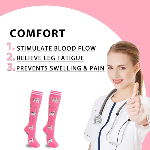 Miniatura 5 de fenglaoda Calcetines de compresión para mujeres y hombres, 6 pares, hasta la rodilla, mejor apoyo para correr, viajar, vuelo, enfermera
