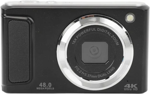 Sanpyl Cámara digital 4K, 48MP FHD 4K cámara de enfoque automático para vlogging con zoom digital de 16X, pantalla de 2.8 pulgadas, luz de llenado,