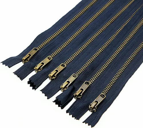 Leekayer Cierre de cremallera de metal de 9 pulgadas, color azul marino, cremallera de latón de 9.1 in para coser jeans, manualidades, bolsa de