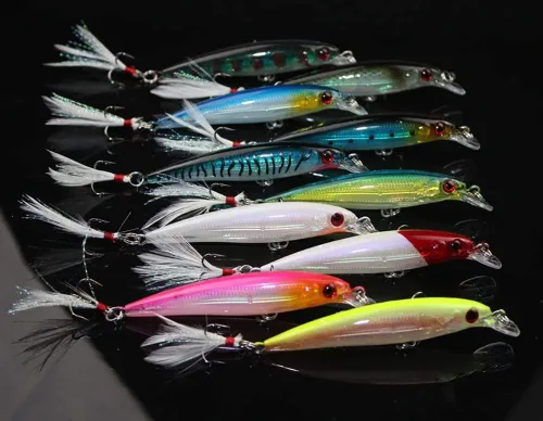 Miniatura 6 de Minnow - Señuelos de pesca de cebo duro realista Swimbait Bass Crankbait 3D Ojos de pesca ganchos agudos plumas intermitentes para lubina, trucha