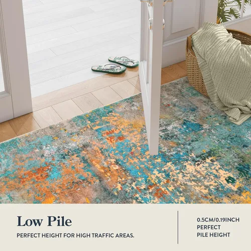 Miniatura 8 de Lahome Alfombras modernas abstractas de 5x7, alfombras grandes lavables para sala de estar, dormitorio, antideslizante, coloridas, alfombra