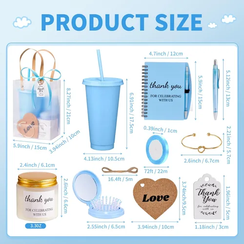 Miniatura 3 de 56 premios de baby shower para ganadores de juegos, regalos de baby shower, incluyendo vaso de plástico, cuaderno, velas perfumadas, bolígrafos Azul