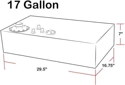 Miniatura 6 de waltyotur Tanque de gas para celdas de combustible de 17 galones 64L, de alimentación superior, de aluminio pulido, para carreras callejeras