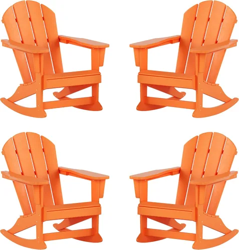 Miniatura 90 de WestinTrends Silla mecedora Malibu de poliéster para exterior/patio Adirondack, Negra