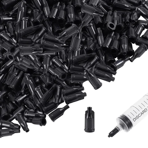Gejoy 150 tapas de jeringa dispensadoras de agujas negras para dispensar agujas, accesorios de uso industrial (negro)
