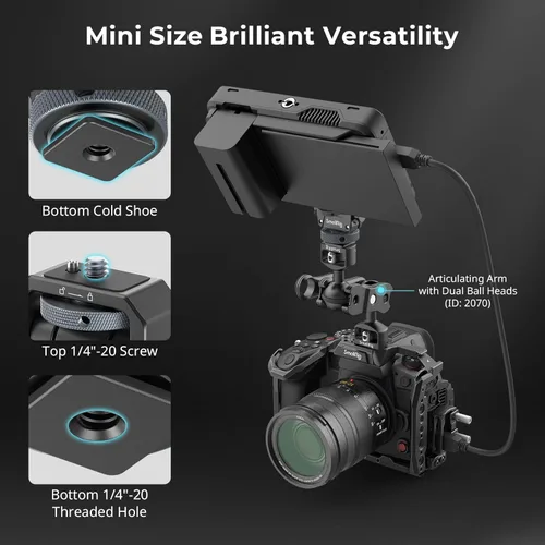 Miniatura 5 de SmallRig Soporte para monitor de cámara Lite con zapata fría, giratorio de 360° e inclinación de 180° para monitor de campo, LED, flash y video