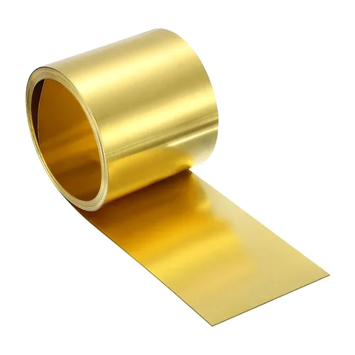 Miniatura 73 de uxcell Rollo de lámina de latón, 40 x 2 x 0.016 pulgadas, rollo de lámina de latón intermitente de metal para manualidades, reparaciones