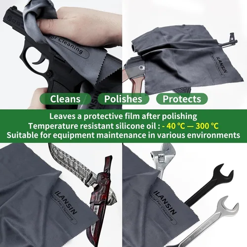 Miniatura 5 de Paños de limpieza de pistola de silicona de 12 x 12 pulgadas, sin pelusas, toallitas de limpieza de pistola con trapos de limpieza de pistola gris 3