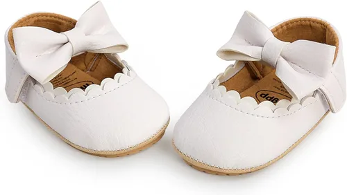Miniatura 5 de WILLFUN Zapatos planos Mary Jane para bebé niña, diseño floral, vestido de princesa, zapatos de cuna antideslizantes para los primeros pasos