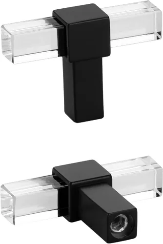 Miniatura 17 de Peaha Paquete de 25 tiradores acrílicos para cajones de 3 pulgadas, manijas de gabinete negras, tiradores de cajón transparentes, herrajes negros