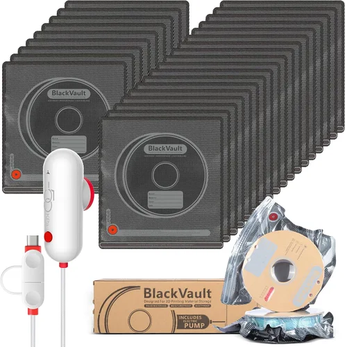Miniatura 8 de Vacbird Kit de almacenamiento al vacío de filamento con bomba USB, paquete de 20 bolsas selladas al vacío a prueba de luz para filamento 3D, sellado