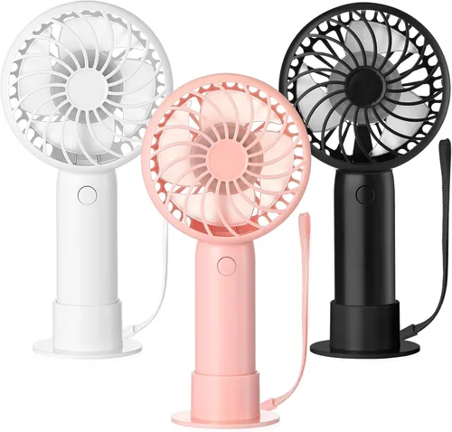 Miniatura 14 de Tujoe Mini ventilador de mano potente de 3 velocidades, ventilador personal pequeño portátil recargable con base USB para mujeres, maquillaje