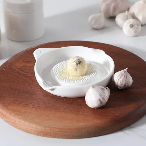 Miniatura 5 de Rallador de cerámica para jengibre, ajo, cebolla, queso, limón, chocolate, verduras y frutas para cocina, juego de 2, color blanco