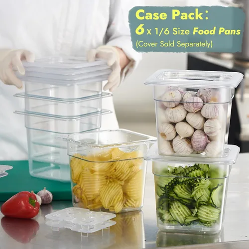 Miniatura 3 de CURTA Paquete de 6 sartenes de policarbonato NSF de 1/6 pulgadas de profundidad Recipiente transparente apto para lavavajillas y congelador