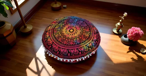 Miniatura 2 de CRAFT KALA Funda de cojín de 81,2 cm para meditación en el suelo, redonda, para asiento, estilo hippie, decorativa para adultos, bohemia