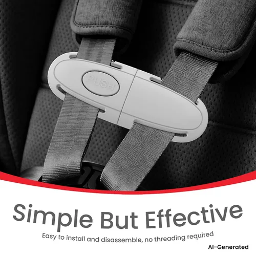 Miniatura 3 de Clip universal para arnés de pecho de asiento de automóvil para niños, ajustador de cinturón de seguridad para niños y protector de hebilla Gris