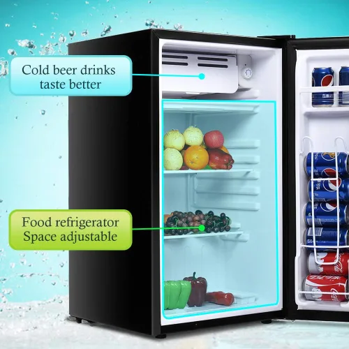 Miniatura 4 de Mini refrigerador compacto de 3.2 pies cúbicos, refrigerador debajo del mostrador con estantes de vidrio extraíbles para congelador pequeño