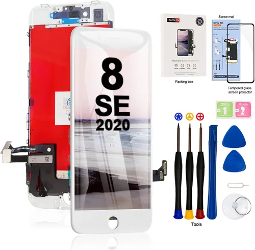 EFAITHFIX para iPhone 8/SE 2020 Reemplazo de pantalla LCD blanca de 4.7 pulgadas, marco de montaje de pantalla táctil 3D, digitalizador con kit de