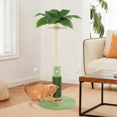Miniatura 8 de Poste rascador para gatos, 37.5 pulgadas de alto, palmera natural de sisal para interiores, rascador vertical estable para gatos con juguete